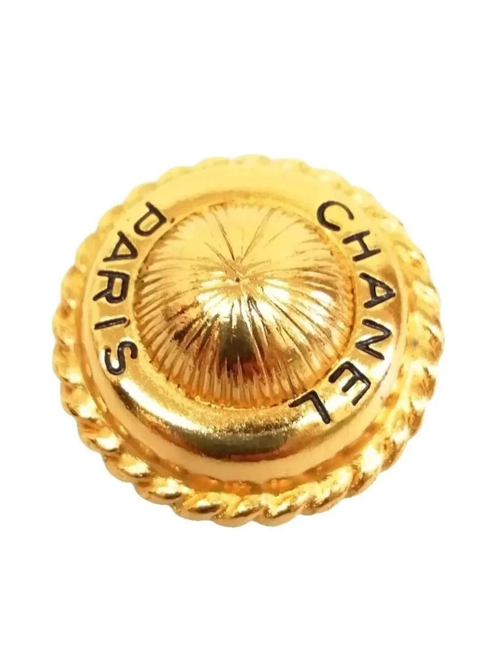 Chanel Logo Single Earrings Vintage Gold